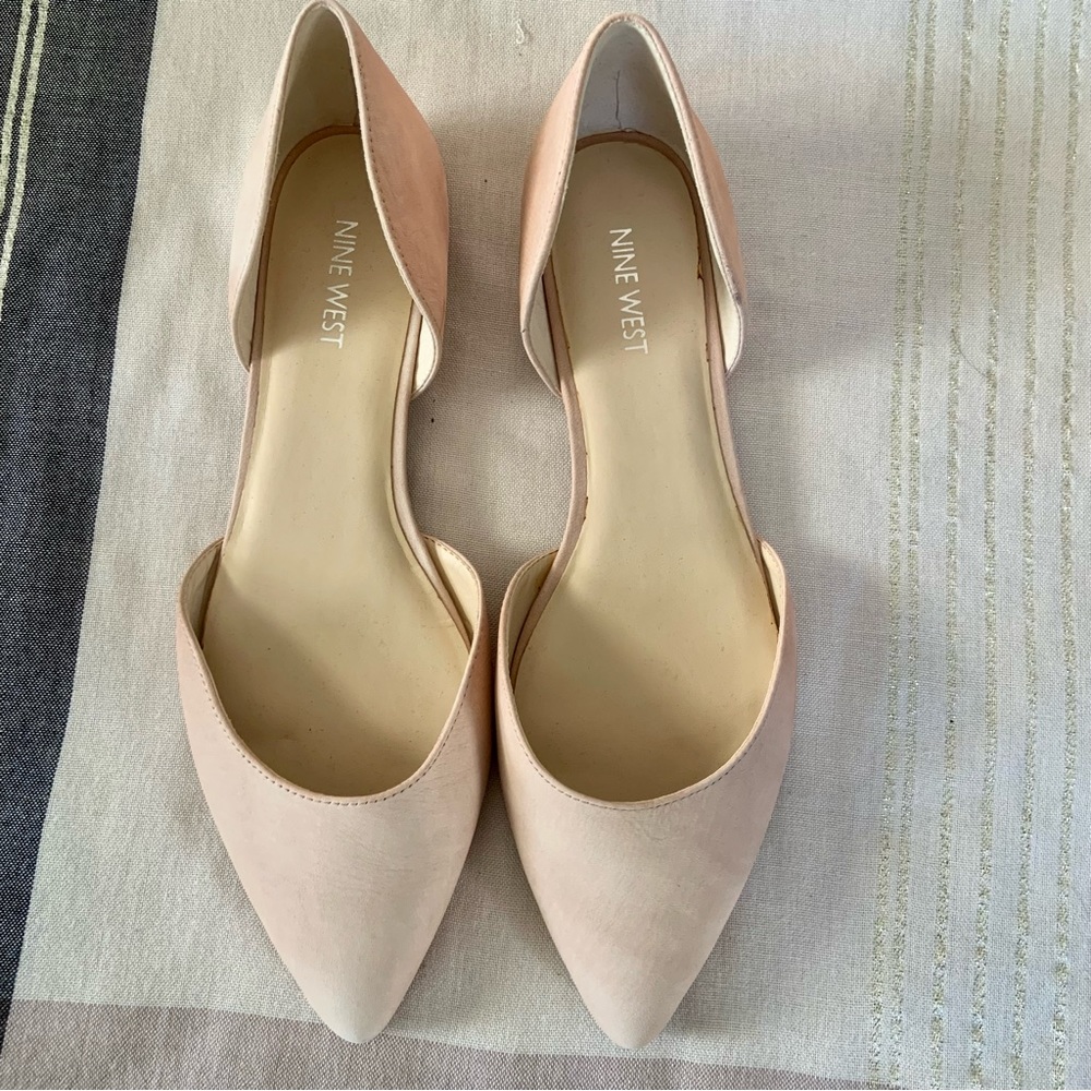 Nine West Blush Pink Pointed-Toe D'Orsay Flats